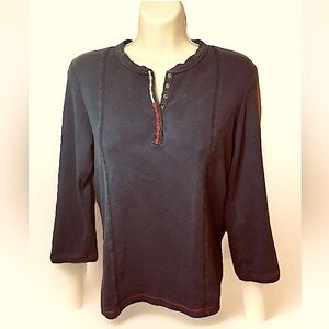 🇺🇸TOMMY HILFIGER🇺🇸 VTG HENLEY SNAP NECK 3/4 SLEEVE SOFT T-SHIRT EUC♥️